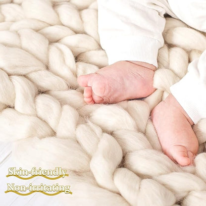 QMNNMA Wool Roving, Soft Chunky Yarn - Image 4