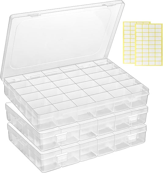 3 Pcs 36 Large Grids Clear Plastic Organizer Box by MERATIA