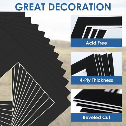 18 Pack Picture Mats, 8x10 for 6x8 Picture Frame Mats, Acid Free Core Bevel Cut - Image 4