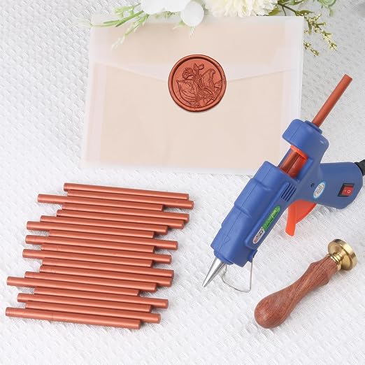 Red Gold Sealing Wax Sticks, WASOHLING 20Pcs Glue Gun Wax Seal Sticks - Image 3