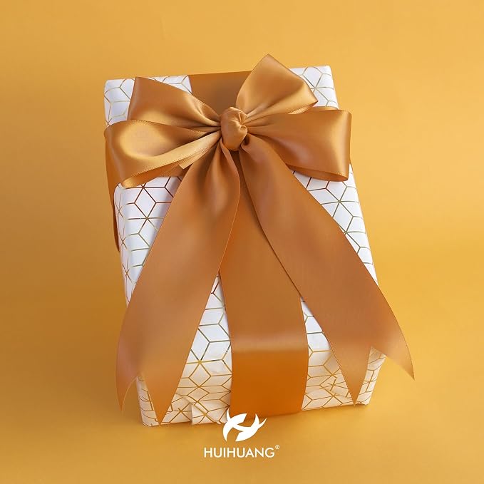 HUIHUANG Burnt Orange Ribbon 2 inch Wide Double-Faced Orange Satin Silk Ribbon - Image 4