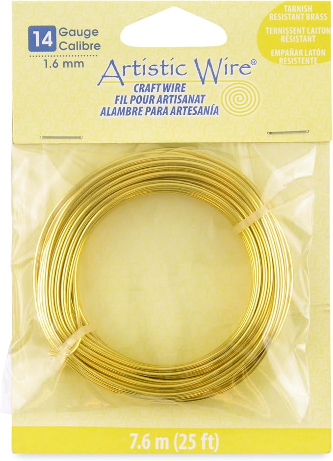 Artistic Wire, 14 Gauge Tarnish Resistant Brass Craft Wire, 25 ft by Unknown