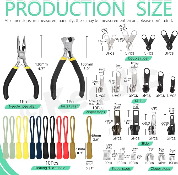 Keadic 144Pcs Zipper Repair Kit - Image 2