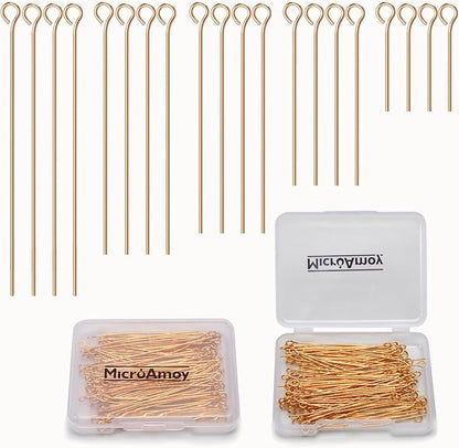 150pcs 18K Gold Filled Eye Pins Non Tarnish Craft Earring Bracelet Jewelry by MICROAMOY