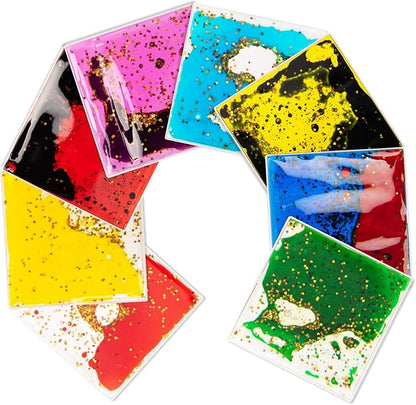 LONGKING 8-Pack Liquid Tiles for Kids, Soft Gel Liquid Sensory Toys for by LONGKING