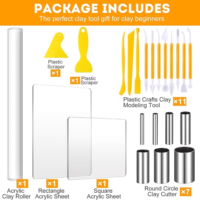 Honoson 24 Pcs Clay Sculpting Tools Kits Polymer Clay Tools DIY Set - Image 2