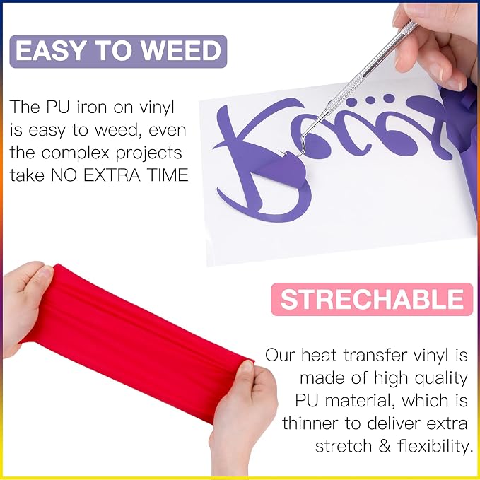 HTVRONT White HTV Heat Transfer Vinyl Bundle: 36 Pack 12" x 10" Iron on Vinyl - Image 3