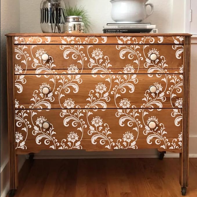 Damask Stencils for Walls 12inch Damask Stencil Large Texture Stencils Mixed - Image 3