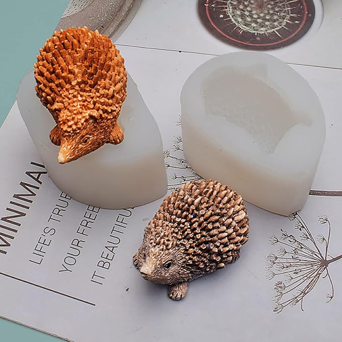 Cute 3D Hedgehog Scented Candle Mold 2 Pack Hedgehog Mold Silicone Mold - Image 3