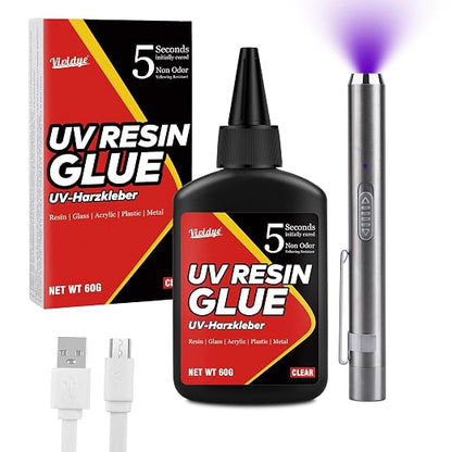 UV Resin Kit with Light - 60g UV Resin with Rechargeable Flashlight by Vividye