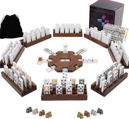 8 Players Mexican Train Dominoes Game Set by Wahartoly