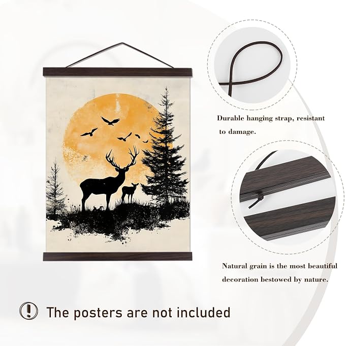 Artmag Magnetic Poster Hanger Frame, 36x24 36x48 36x12 Light Wood Wooden Magnet - Image 2