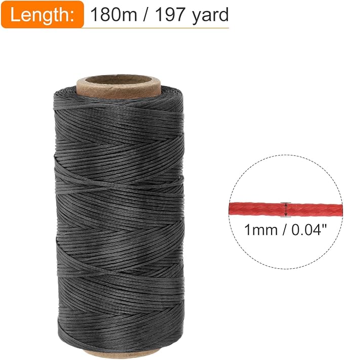 MECCANIXITY Waxed Thread, 197 Yard 1mm 210D Flat Wax Thread Polyester Waxed - Image 2
