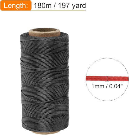MECCANIXITY Waxed Thread, 197 Yard 1mm 210D Flat Wax Thread Polyester Waxed - Image 2