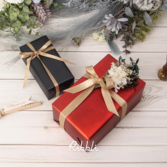 Ribbli Champagne Gold Satin Ribbon Double Faced Satin 1/2 Inch x Continuous 100 - Image 3