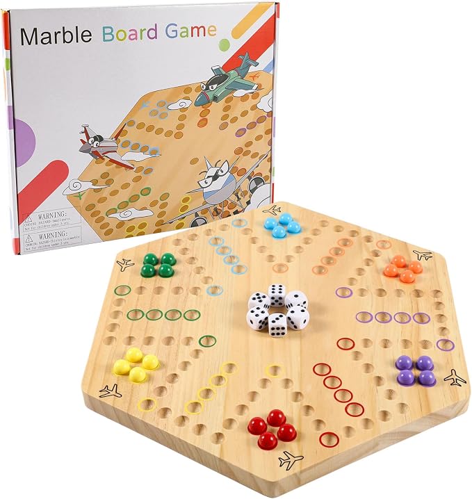 Original Marble Game Wahoo Board Game Double Sided Painted Wooden Fast Track by NRZSSN