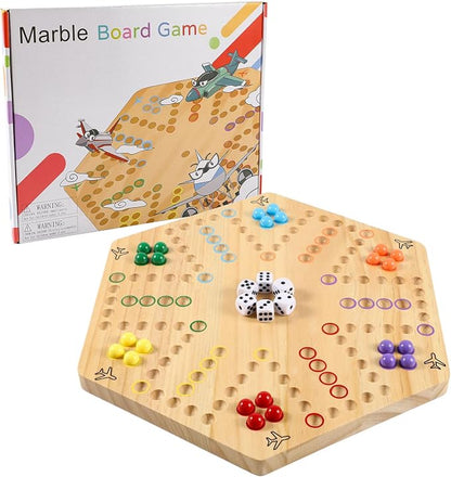 Original Marble Game Wahoo Board Game Double Sided Painted Wooden Fast Track by NRZSSN