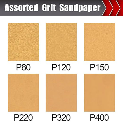 50 Pcs 1/4 Sheet Sandpaper, Premium Sand Paper 80/120/150/220/320/400 Grit - Image 6