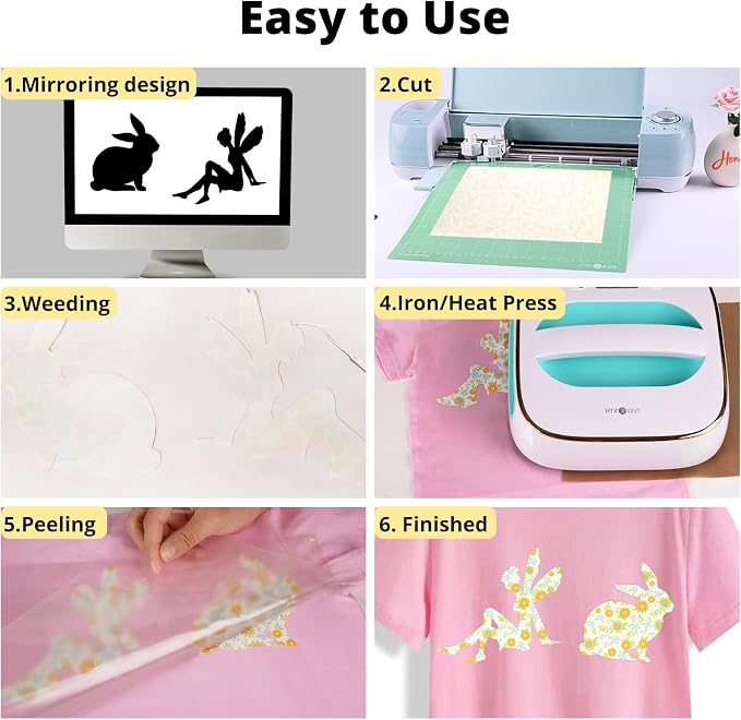 HTVRONT HTV Heat Transfer Vinyl Bundle, 90 Pack 12" x 10" Iron on Vinyl - Image 7