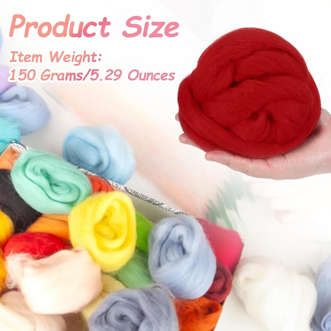 PATIKIL Wool Roving Yarn, 150G/5.3OZ Soft Felting Wool Pure Chunky Roving Yarn - Image 2
