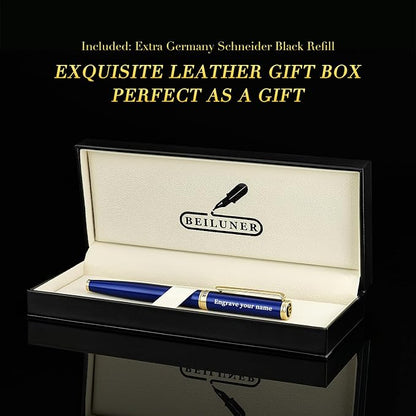 BEILUNER Blue Personalized Fountain Pen, Stunning Luxury Lacquer, 24K Gilded Nib - Image 6