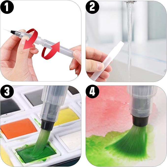 UPINS 6 Piece Water Color Brush Pen Set, Watercolor Paint Pens - Image 4