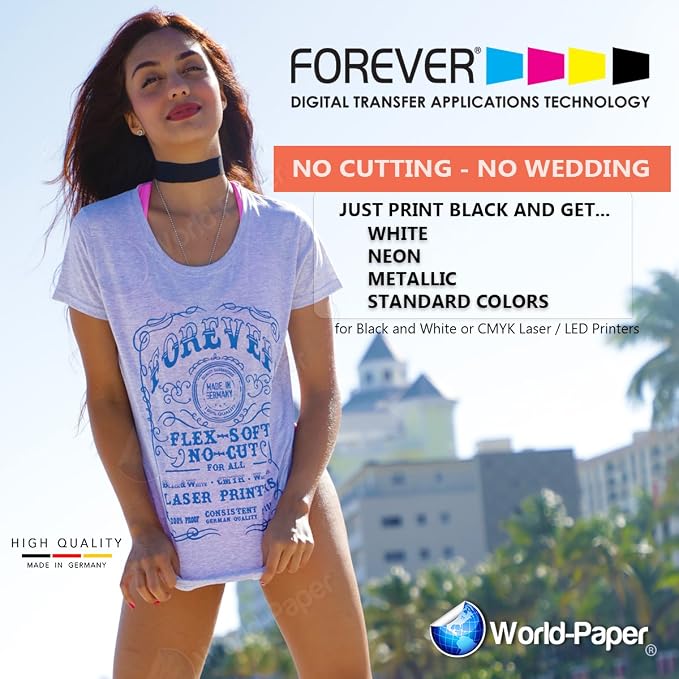 Heat Transfer Vinyl 8.5 x 11 Forever Flex Soft no Cut Laser Heat Transfer Paper - Image 3