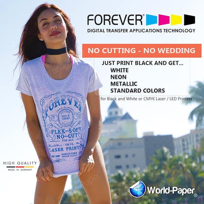 Heat Transfer Vinyl 8.5 x 11 Forever Flex Soft no Cut Laser Heat Transfer Paper - Image 3