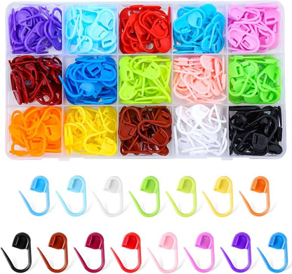 LUNARM 300 Pcs Stitch Markers, 15 Colors Crochet Stitch Needle Clip Knitting by Lunarm