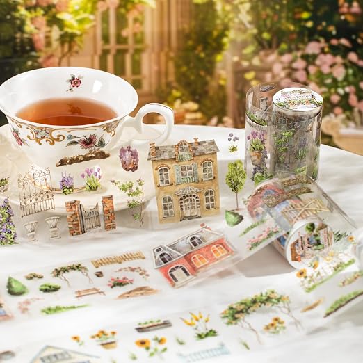 Dream Courtyard PET Tape Set, 4 Rolls of Scenic Ephemera - Image 3