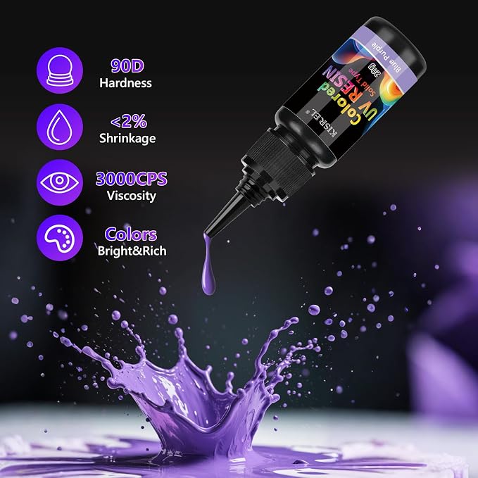 KISREL UV Resin, 24 Opaque Colored UV Resin Kit, Solid Colored UV Resins - Image 4