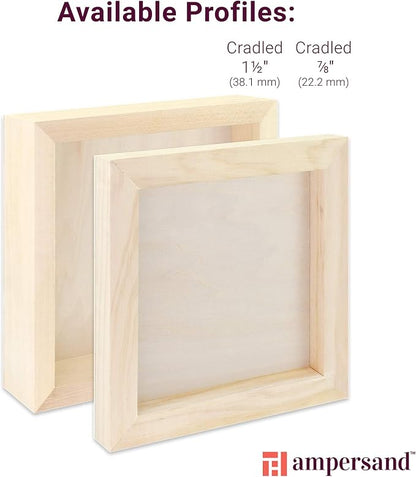 Ampersand Art Supply Unprimed Basswood Artist Panel, 7/8" Cradled Profile - Image 6