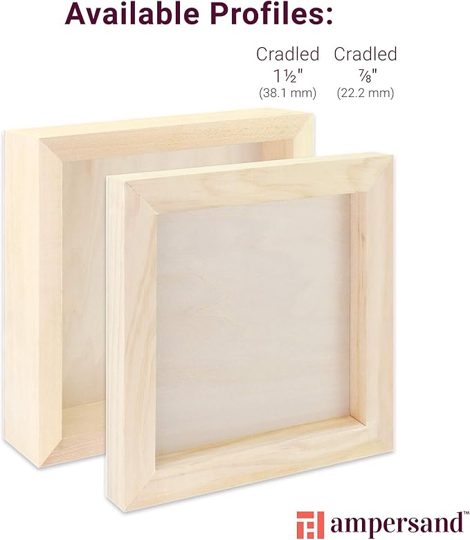 Ampersand Art Supply Unprimed Basswood Artist Panel, 7/8" Cradled Profile - Image 6