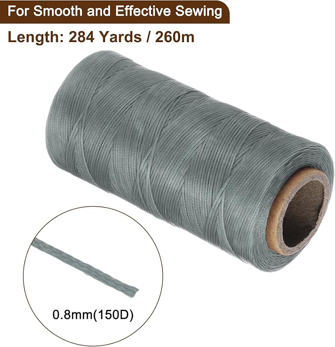 uxcell Leather Sewing Waxed Thread, 284 Yards / 260m 0.8mm 150D Flat Polyester - Image 2