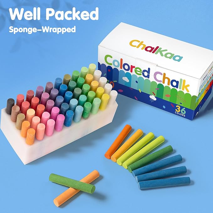 Colored Chalk 36 Colors 50 PCS | Non-Toxic Toddler Chalkboard Chalk - Image 4
