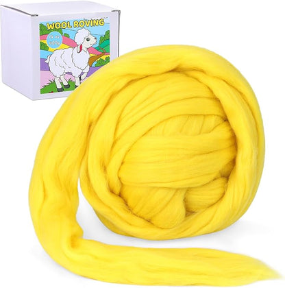 QMNNMA Wool Roving Bulk, 14.1oz Needle Felting Wool, Super Wool Chunky Yarn by Qmnnma