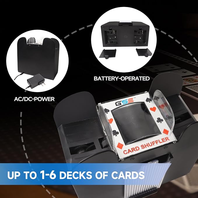 GSE Games & Sports Expert 6-Deck Automatic Card Shuffler, AC/DC-Power & - Image 4