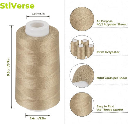 Serger Thread 4 Cones 3000 Yards Each Spool All Purpose Polyester Thread 40S/2 - Image 2