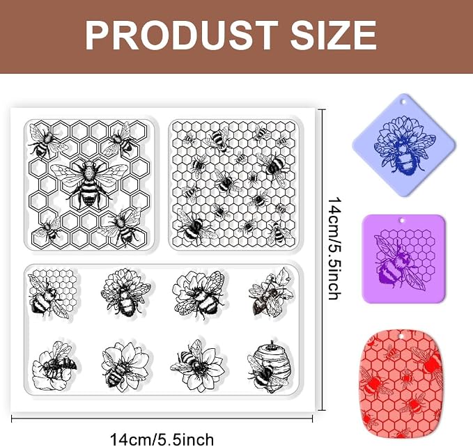CHGCRAFT Polymer Clay Texture Sheets Bee Pattern Polymer Clay Texture Mat - Image 2
