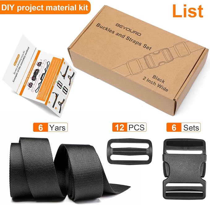 2" Heavy-Duty Buckle & Straps Set: 6-Pack Side Release Plastic Buckles - Image 7