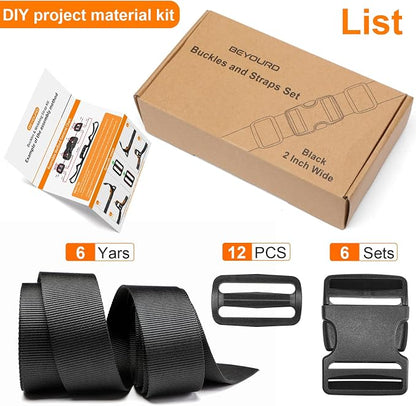 2" Heavy-Duty Buckle & Straps Set: 6-Pack Side Release Plastic Buckles - Image 7