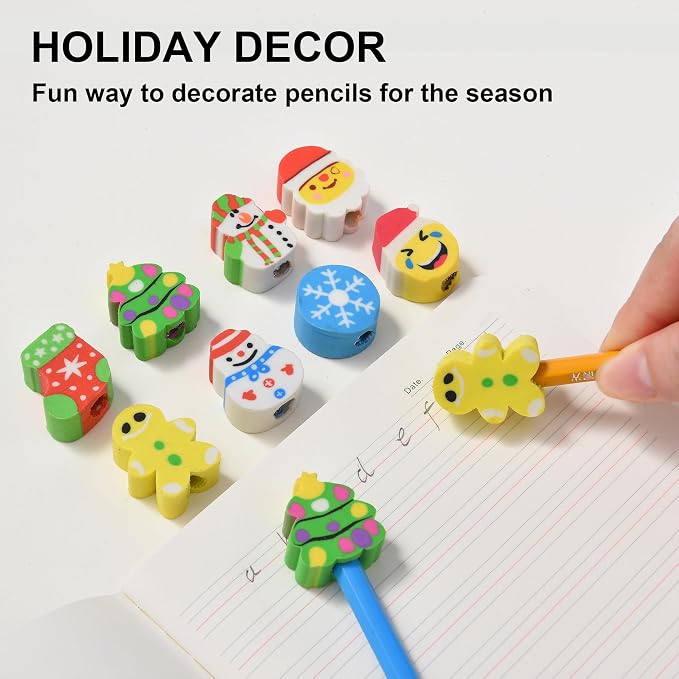 HILAZA 42Pcs Christmas Pencil Top Erasers - Image 5