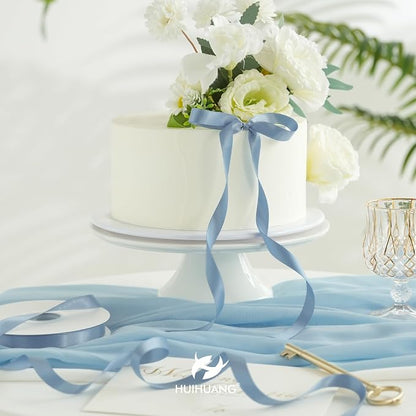 HUIHUANG Dusty Blue Satin Ribbon 1/2 inch X 50 Yards Continuous, DIY Crafts - Image 5