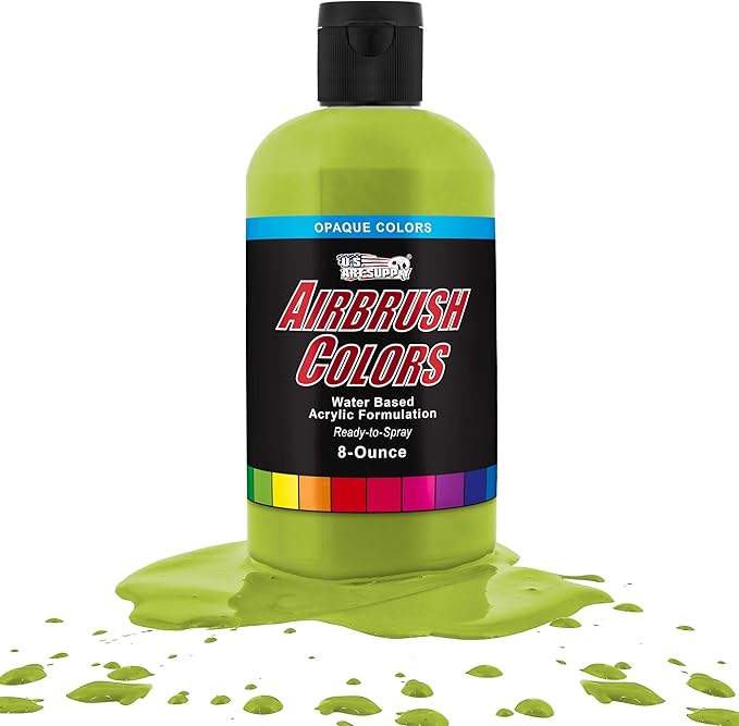 U.S. Art Supply Opaque Chartruesse Acrylic Special Effects Airbrush Paint - 8oz by USArtSupply