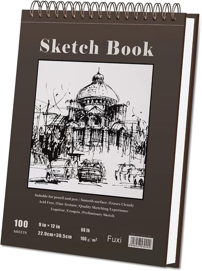 Fuxi 9" x 12" Sketch Book, Top Spiral Bound Sketch Pad, 100 Sheets 68lb/100gsm - Image 9