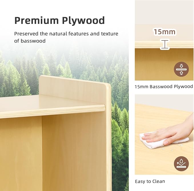 OOOK 9-Cube Storage Organizer, Wooden Storage Cabinet Display Shelf, Kids - Image 6