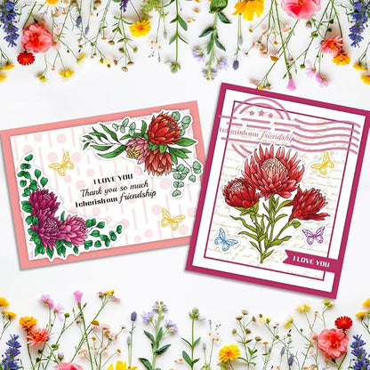 ORIGACH Realistic Protea Cynaroides Flower Layering Stencil Stamp and Die Set - Image 7