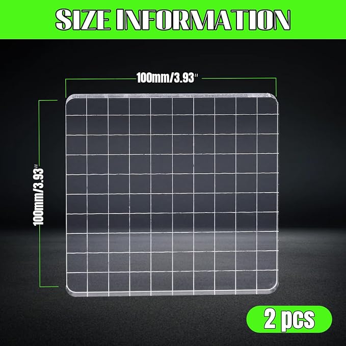 2Pcs Clear Stamp Blocks Set, Square 4 x 4 Inch Acrylic Blocks - Image 2