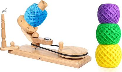 Wooden Yarn Ball Winder – Hand Crank Beechwood Swift by Home