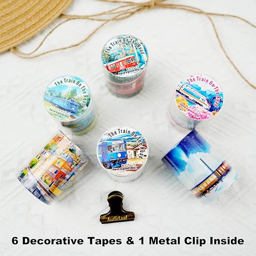 Train Scenery Washi Tape Set – 6 Rolls Travel & Nature Inspired - Image 2
